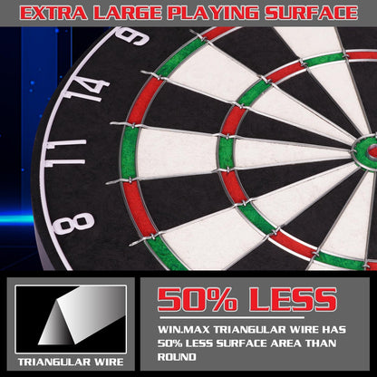 WIN.MAX Steeldartscheibe Set mit 12 Dartpfeilen und 24 Flights