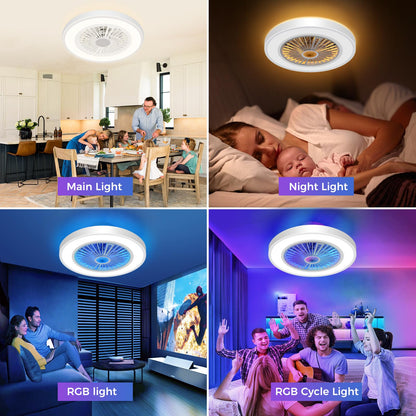 Peasur RGB Deckenventilator mit Licht - dimmbar, weiss