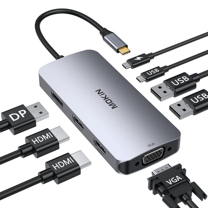 MOKiN USB-C Dockingstation UC0513 mit Dual HDMI, DisplayPort und VGA für drei Monitore