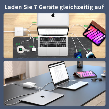 FINIBO S10 300W USB-C Ladegerät 7-Port, 4x USB-C, 3x USB-A weiss