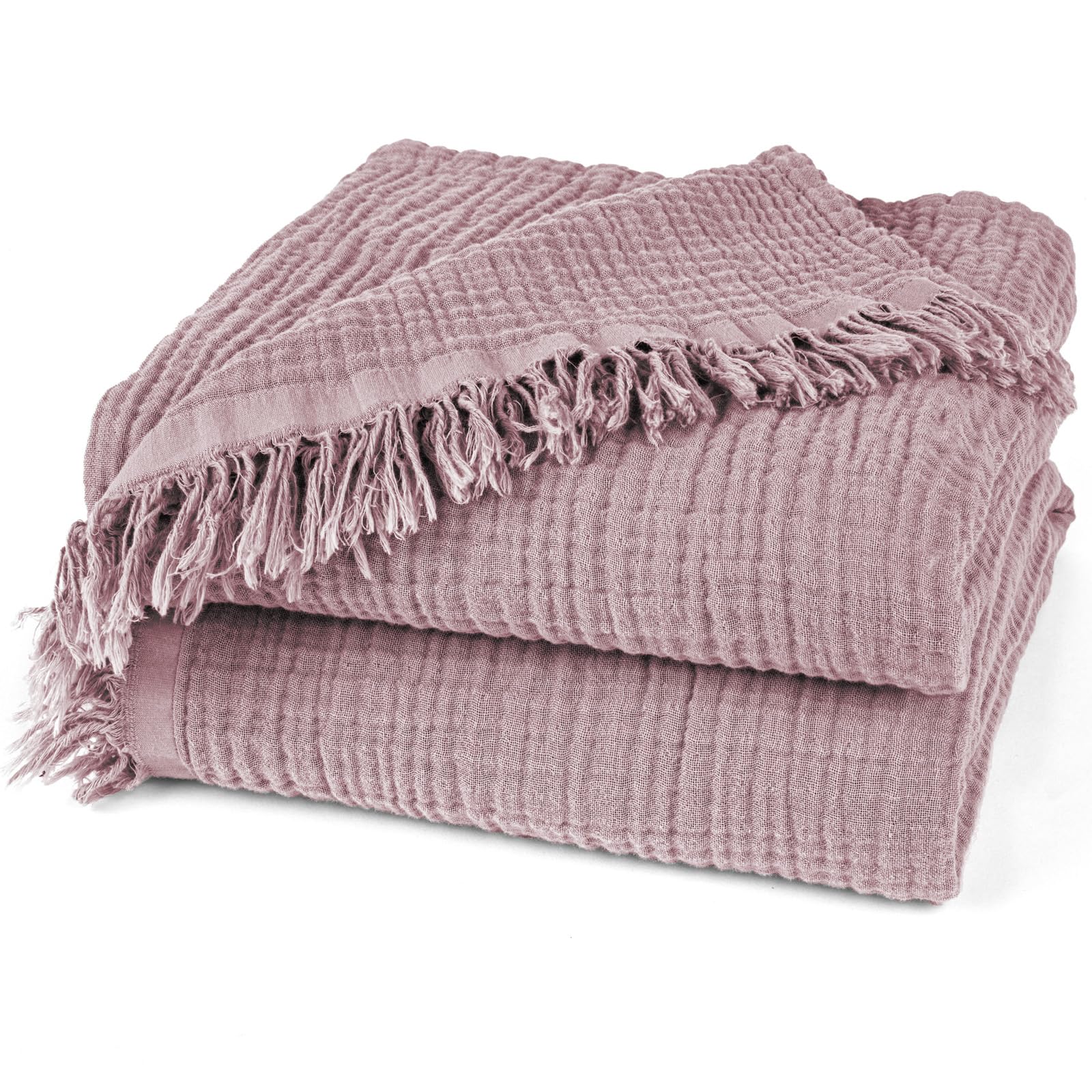 Pure Label Musselin Tagesdecke 220x240 cm Mauve aus 100% Baumwolle mit feiner Webstruktur