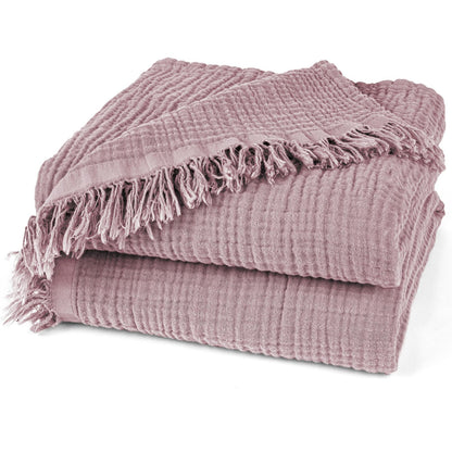 Pure Label Musselin Tagesdecke 220x240 cm Mauve aus 100% Baumwolle mit feiner Webstruktur