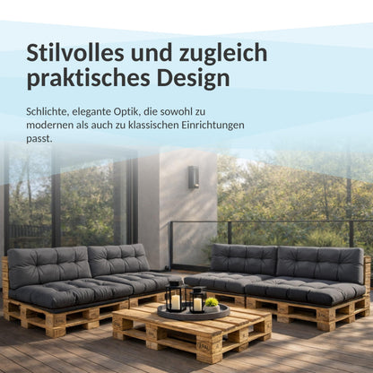 POKAR Palettenkissen Set 2-teilig Sitzkissen + Rückenkissen Anthrazit
