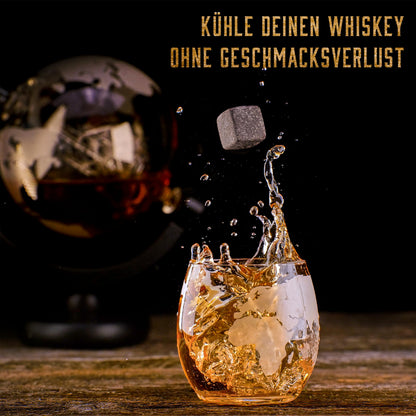 WHISISKEY Whisky Karaffe Set Explorer 4 mit Globus-Dekanter 900 ml