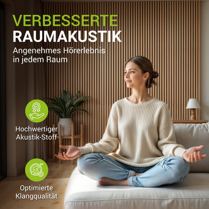 Juskys Akustikpaneele 4er Set, Wandpaneele, Eiche Natur Dunkel