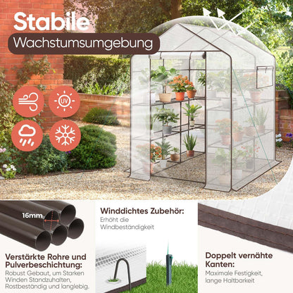 Sekey Foliengewächshaus 200x145x145 cm Balkon – Weiss