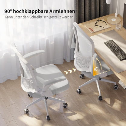naspaluro Ergonomischer Bürostuhl Mesh - Grau, Klapparmlehnen