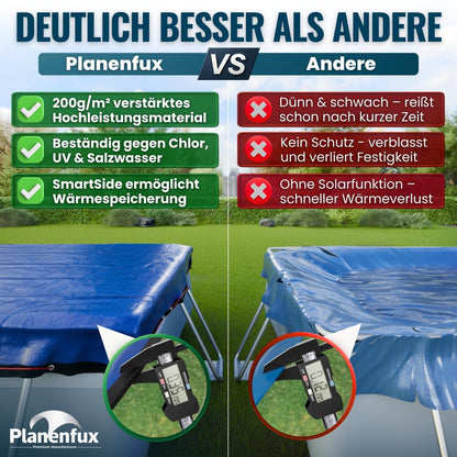 Planenfux Poolabdeckung rechteckig 400 x 200 cm, 2-in-1 PE-Plane
