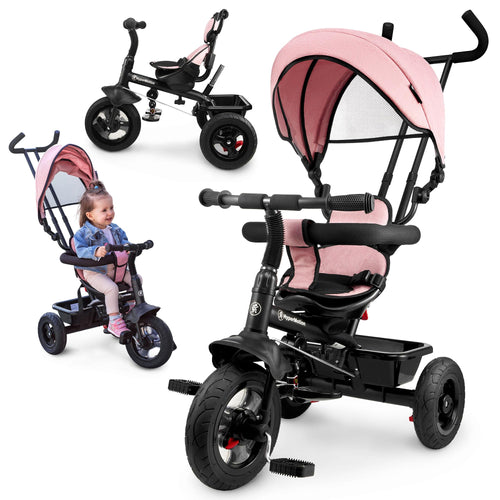 HyperMotion Dreirad 3-in-1 Kinderfahrzeug mit Schubstange – Rosa