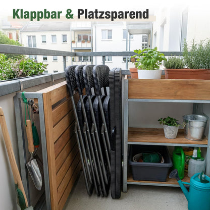 Sekey Garten-Essgruppe für 4 Personen, klappbar, Polyrattan schwarz