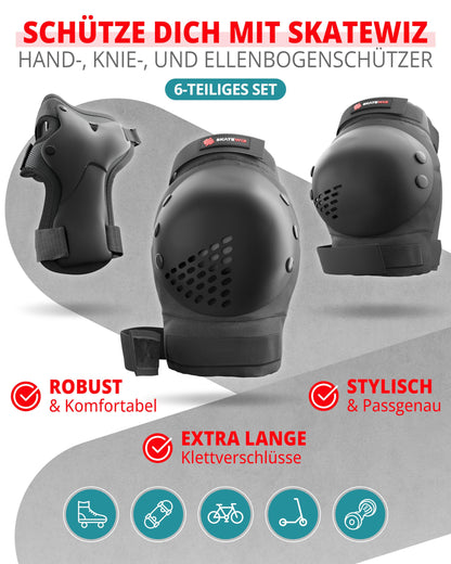 SKATEWIZ Smash Protektoren-Set Erwachsene, Grösse L/XL, Schwarz