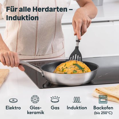 SILBERTHAL Induktions-Bratpfanne 24cm - Edelstahl Antihaft
