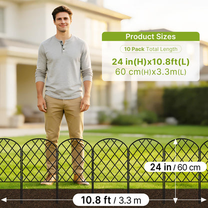 Thealyn Gartenzaun Metall Steckzaun, 10 Paneele, 3,3 m, schwarz