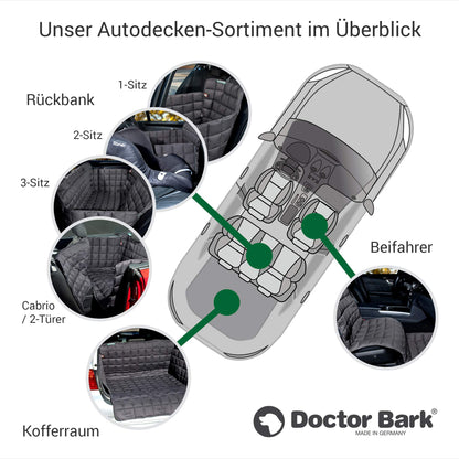 Doctor Bark Hunde 3-Sitz Autoschondecke Rücksitz M - Schwarz