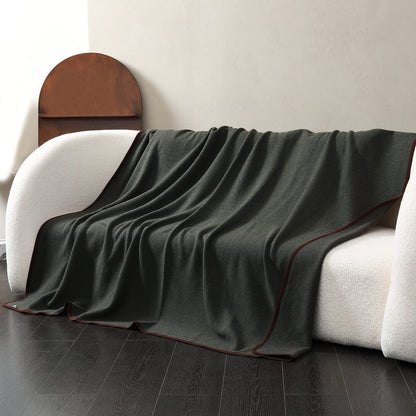 ACUSHLA Merino Wolldecke 160x200 cm, warme Campingdecke, Olive