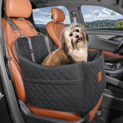 INDYBUD Memory Foam Hundeautositz erhöht – Schwarz, Mittel
