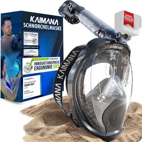 KAIMANA Schnorchelmaske K001 – Vollgesichtsmaske mit Tragetasche, Silikondichtung und 2-Kammersystem