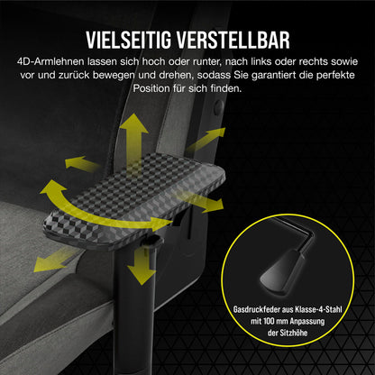 Corsair T3 RUSH Gaming Stuhl Stoffbezug Schwarz/Holzkohle