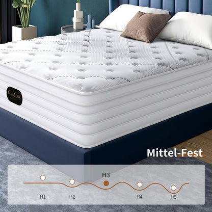 Queblox 7-Zonen Orthopädische Taschenfederkern Matratze 90x200cm H3
