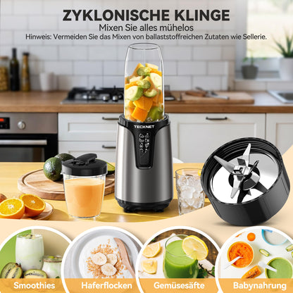 TECKNET Smoothie Maker PC-2110, 1000 W Standmixer mit 2 Bechern