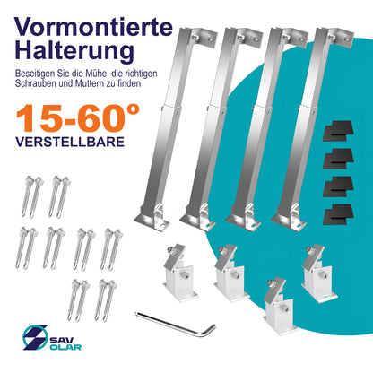 SAVOLAR Solarmodul-Halterung Balkonkraftwerk Flachdach, 2er-Set