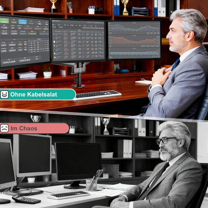 WALI Monitorhalterung 3 Monitore, Tischhalterung bis 32 Zoll, schwarz