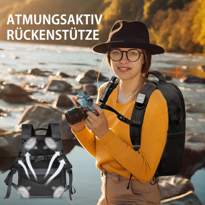 TARION Kamerarucksack TR-L wasserdicht, 14 Zoll Laptopfach, schwarz