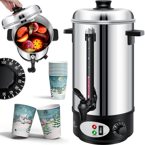 KESSER® Glühweinkessel 8L Edelstahl - Inkl. 10 Becher