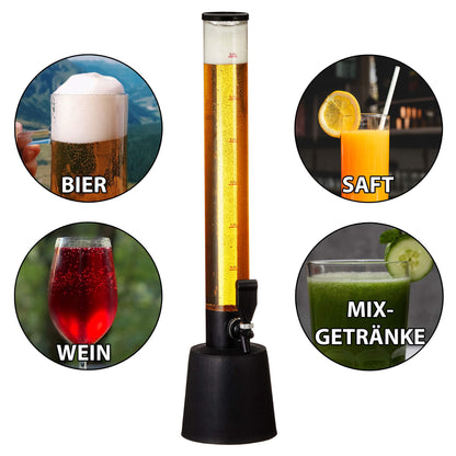 Cepewa Biersäule mit Zapfhahn, 3 Liter, Getränkespender, schwarz