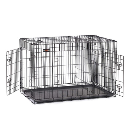 Feandrea PPD48BK Hundekäfig klappbar 122x75cm schwarz, rechteckiger Drahtkäfig, klappbar. Bietet Hunden sicheren Rückzugsort & Transport.