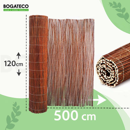 BOGATECO Weidenmatte Sichtschutzzaun 120 x 500 cm aus Korbweide