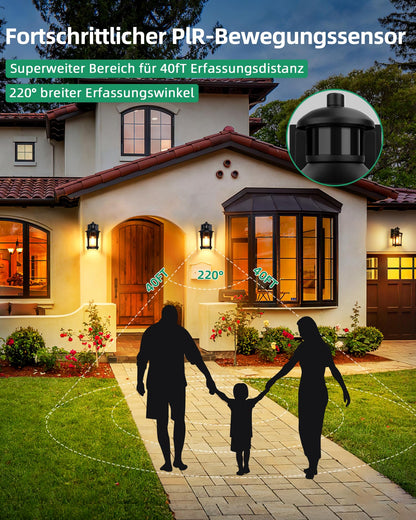 Lamomo LED Aussenlampe mit Bewegungsmelder - 3 Modi, Wasserdicht