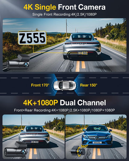 GKU D600Pro 4K Dashcam Auto vorne und hinten mit GPS und WiFi