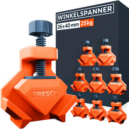 PRESCH Winkelspanner 8 Stk. Eckspanner 25 kg Spannkraft bis 26 mm aus glasfaserverstärktem Kunststoff
