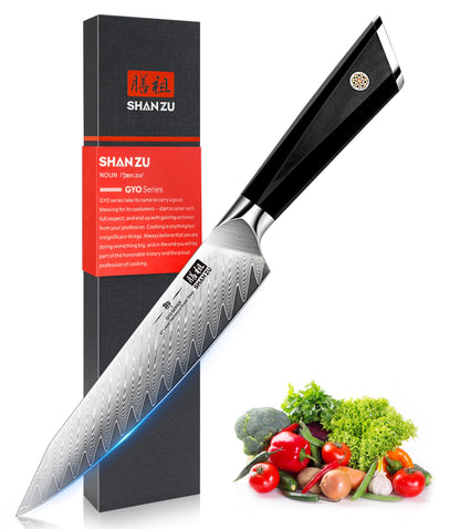 SHAN ZU GYO Damastküchenmesser 15 cm, Allzweckmesser mit G10 Griff, Klinge mit Damastmuster