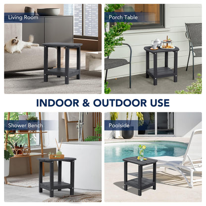 NALONE Adirondack Beistelltisch HDPE Outdoor 2 Ebenen Schwarz