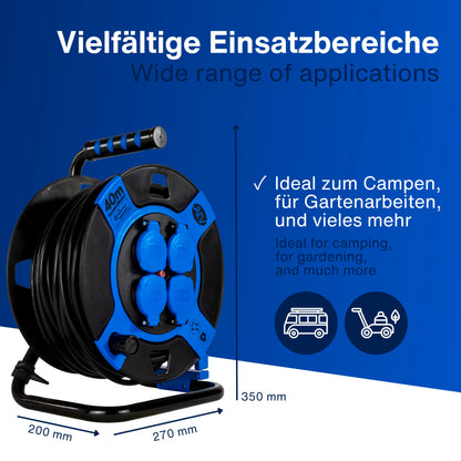 REV Kabeltrommel Outdoor - IP44 40m schwarz 4 Steckdosen