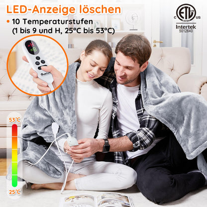 Elektrische Heizdecke Flanell mit Abschaltautomatik – 200x180cm Grau