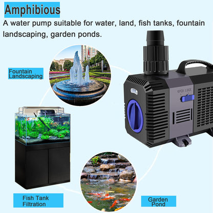 YAOBLUESEA Eco Teichpumpe 3000 l/h, 10 W, für Süss- und Meerwasser