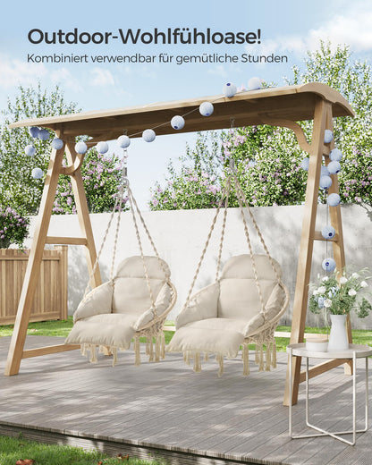 SONGMICS Hängesessel GDC042M01 mit Kissen, bis 120 kg, cremeweiss