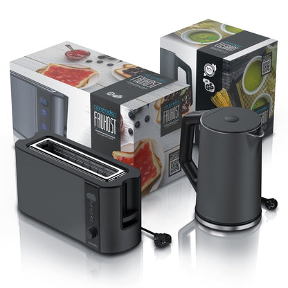 Arendo Wasserkocher Toaster Set – Edelstahl Cool Grey