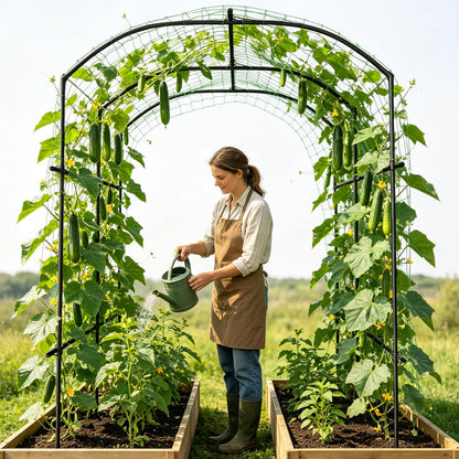 SUNYRISY Gartenbogen Rankgitter mit Ranknetz, PE-Metall, 220 cm