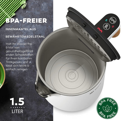 Balter Edelstahl Wasserkocher WK-08 mit Temperatureinstellung, weiss