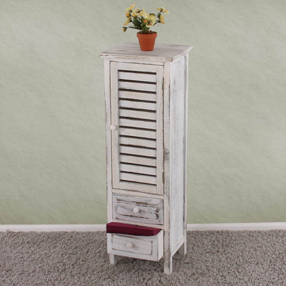 Mendler Kommode Schrank Shabby-Look Weiss 90x30x25cm