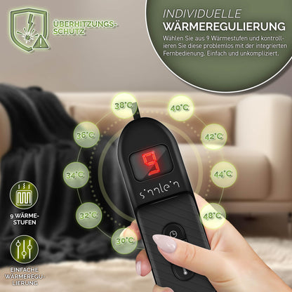 sinnlein elektrische Plüsch Heizdecke Kuscheldecke 200x180cm