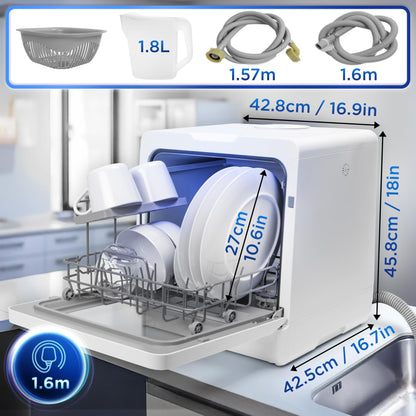 Duronic DW5 WE Mini Tischgeschirrspüler - Ohne Wasseranschluss