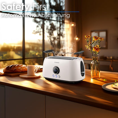 Steinborg Langschlitztoaster SB-2214 mit Brötchenaufsatz, 4 Scheiben