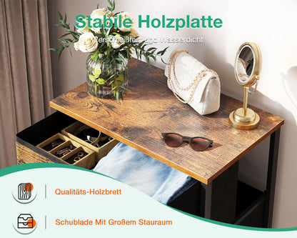 Coleshome Schmale Kommode mit 4 Stoffschubladen, Stahlrahmen, Retro