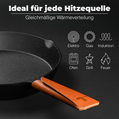 TECOR Gusseisenpfanne 24 cm Induktion ungeschliffen mit hohem Rand