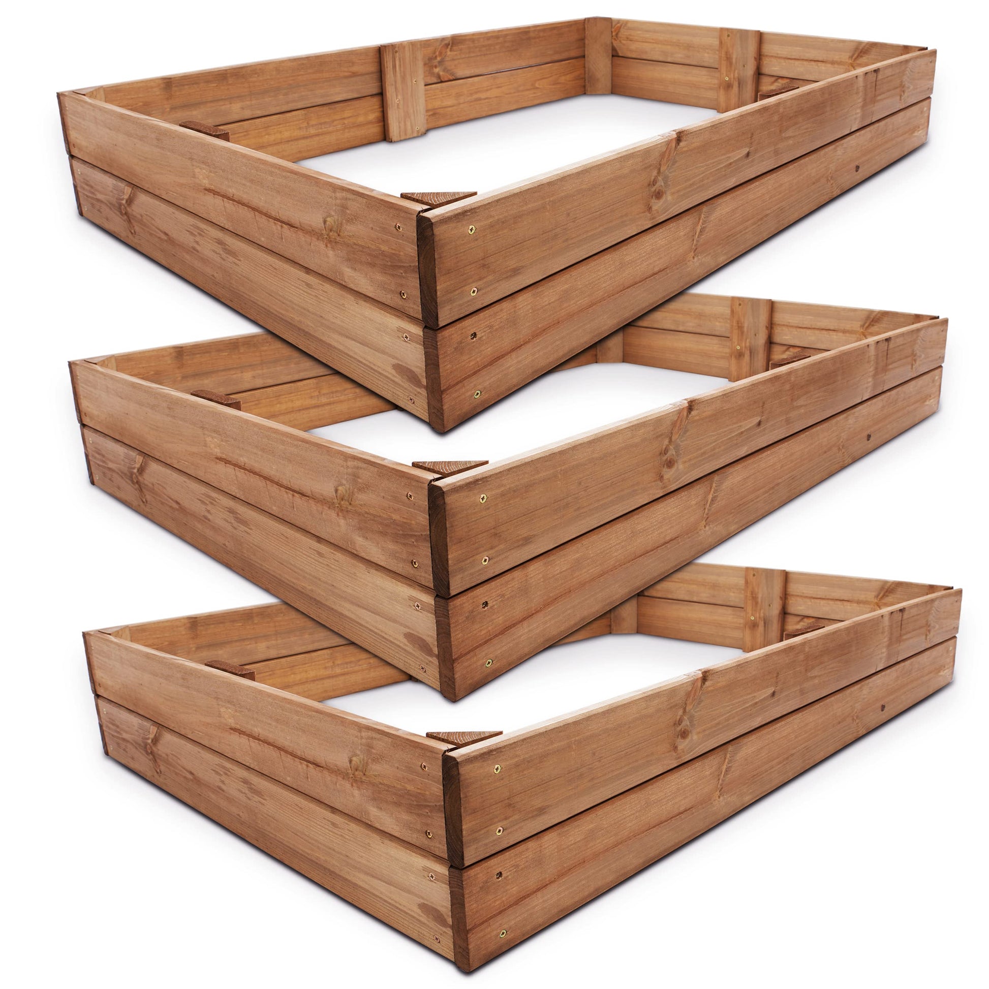 Onbest Premium Hochbeet aus Holz mit Pflanzvlies, 3 Pflanzrahmen – rechteckig und stapelbar